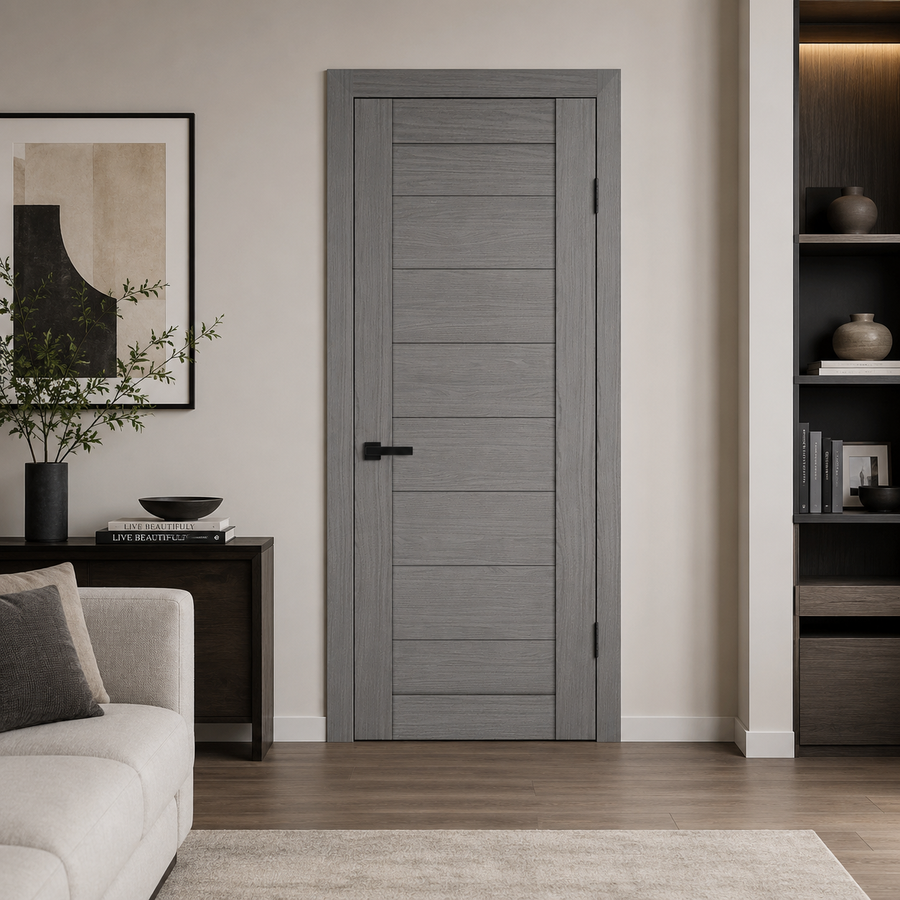 Nova Domino 02 Wenge Modern Laminated Modern Single Pre-hung Door - Doors and Beyond