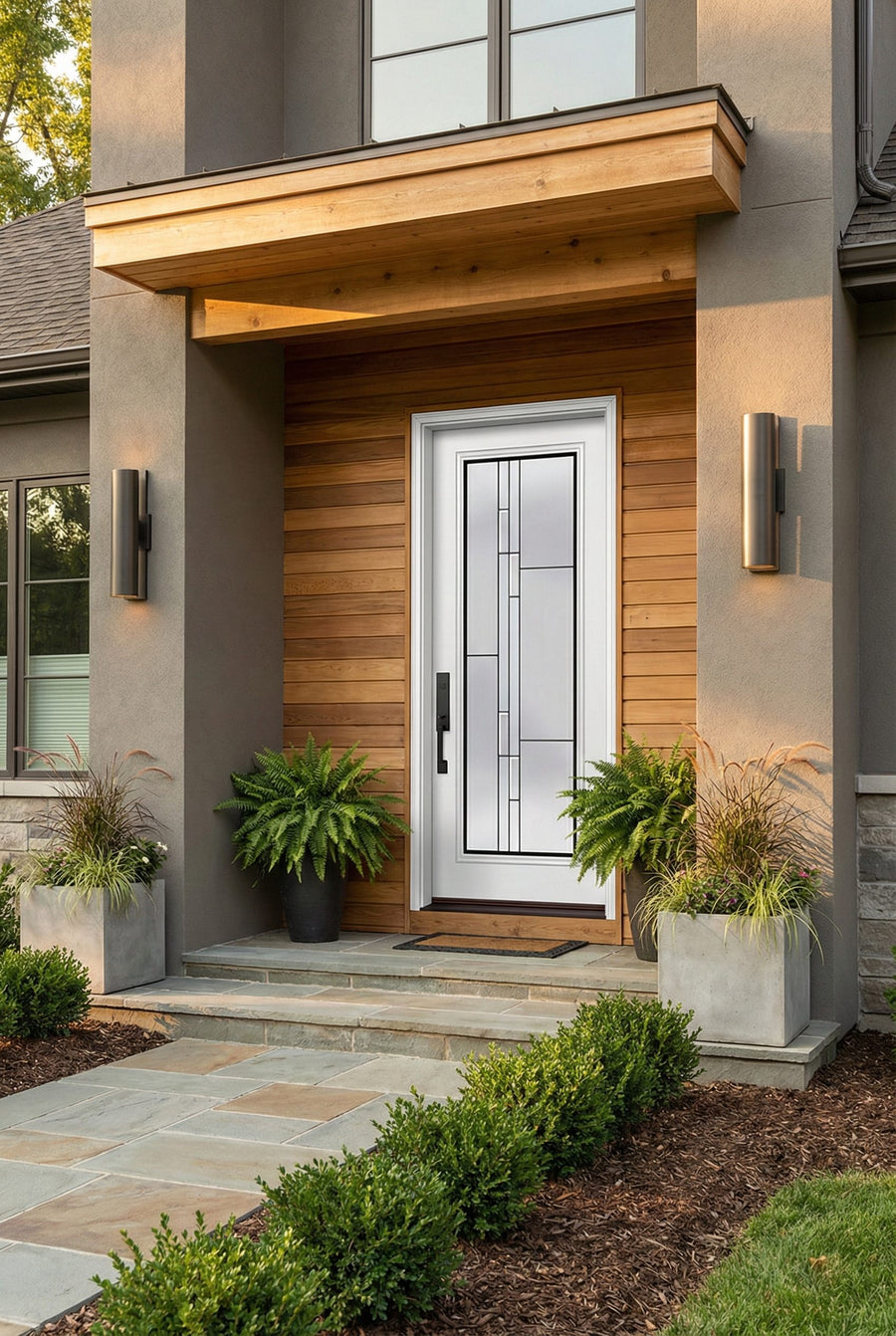 ProVia Legacy Single Entry Door 460 Style Genesis Decorative Glass with Black Caming and Low-E - Doors and Beyond