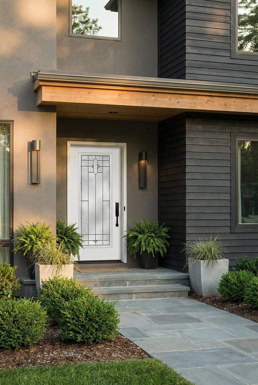 ProVia Legacy Single Entry Door 460 Style Brookhaven Decorative Glass with Zinc Caming and Low-E - Doors and Beyond