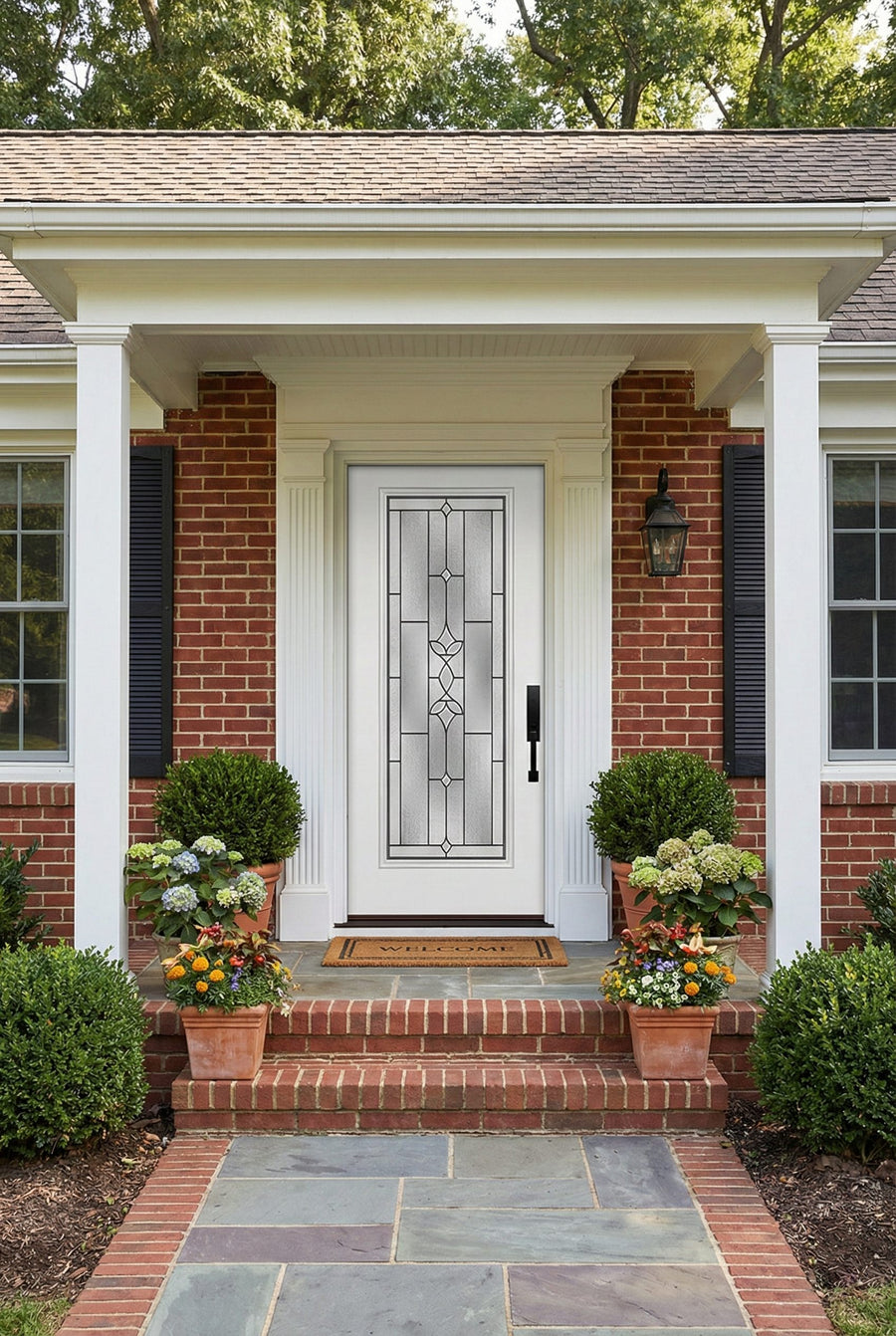 ProVia Legacy Single Entry Door 460 Style Esmond Decorative Glass with Patina Caming and Low-E - Doors and Beyond
