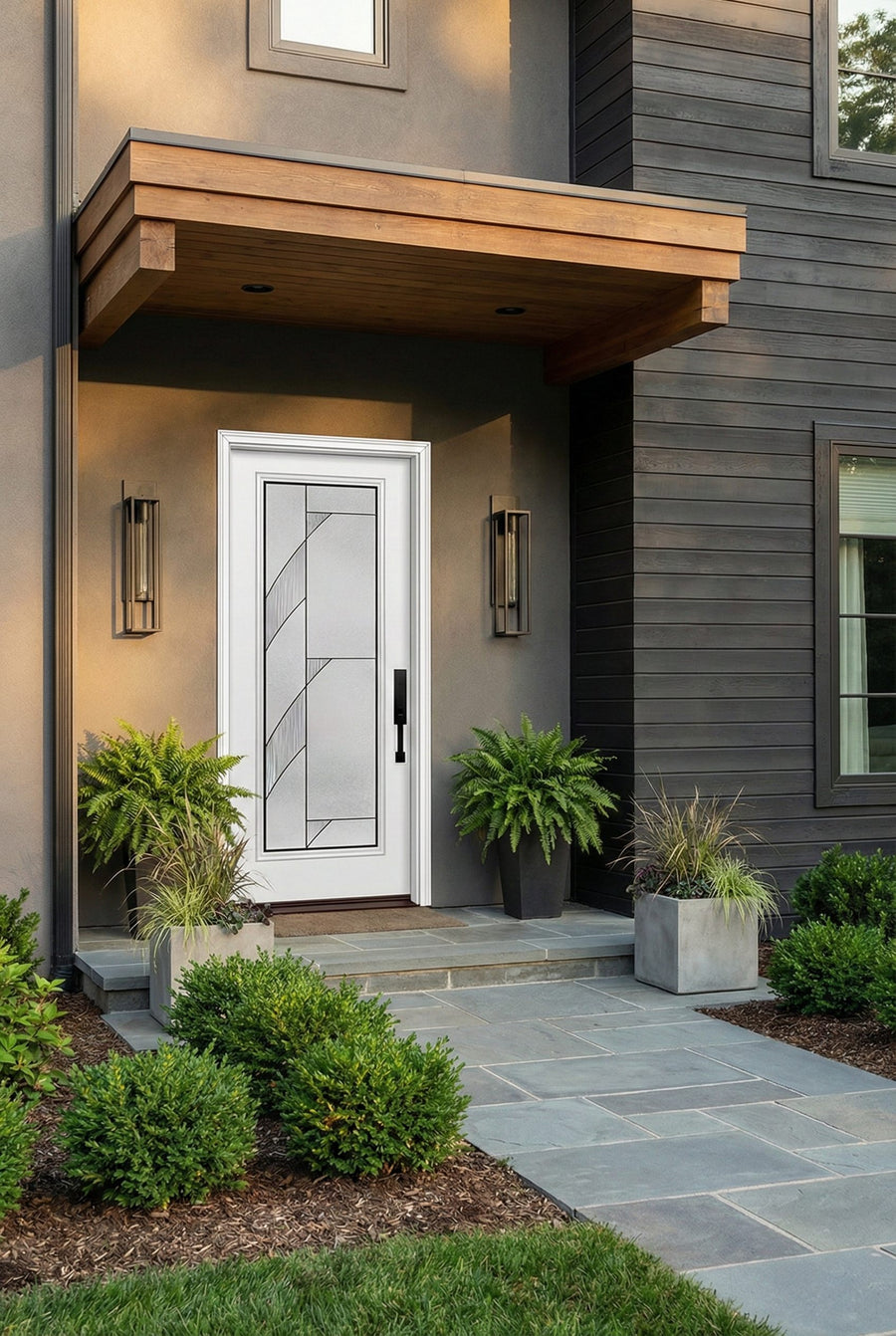 ProVia Legacy Single Entry Door 460 Style Tidal Decorative Glass with Patina Caming and Low-E - Doors and Beyond