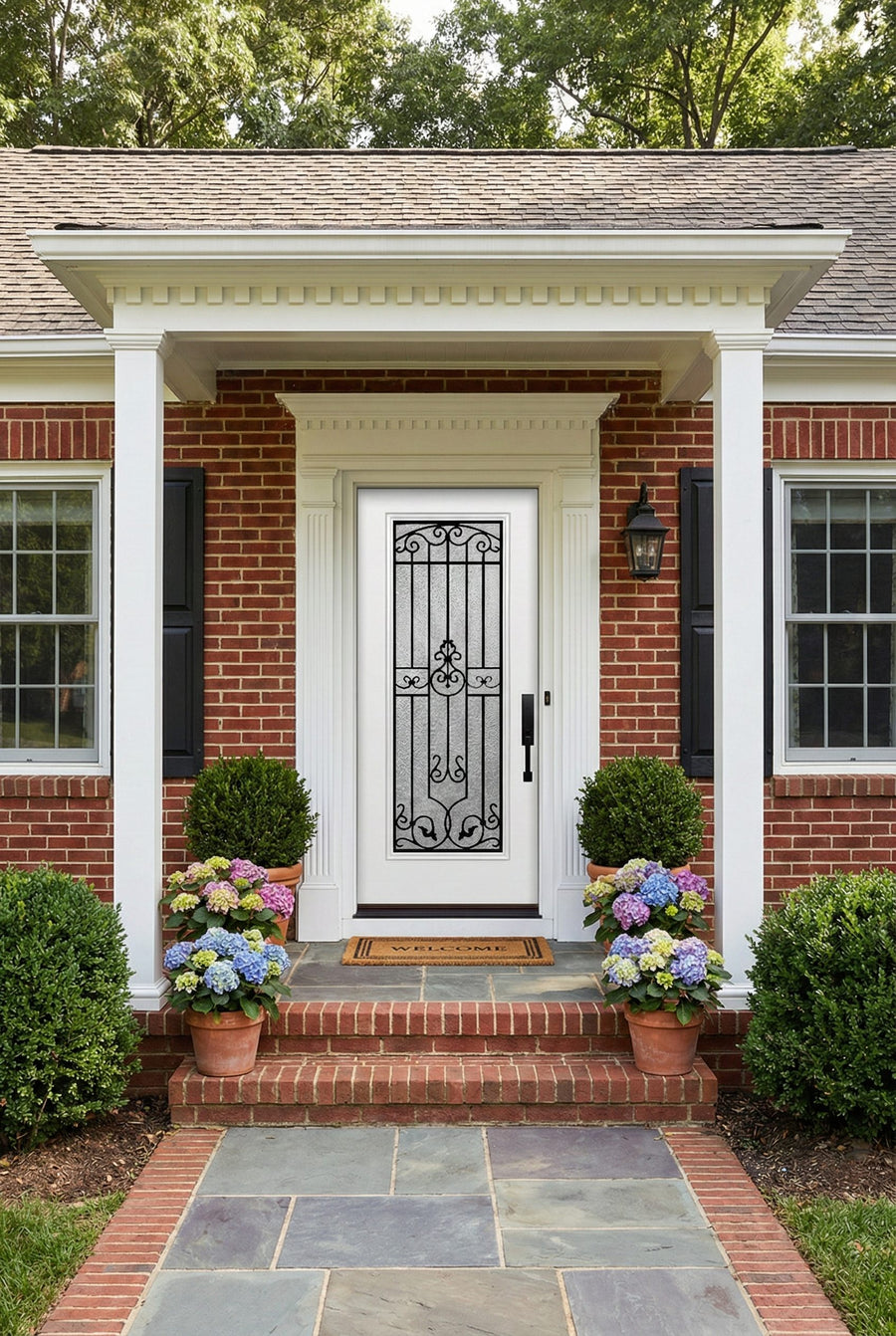ProVia Legacy Single Entry Door 460 Style Barcelona Decorative Glass With Gluechip Privacy Glass - Doors and Beyond