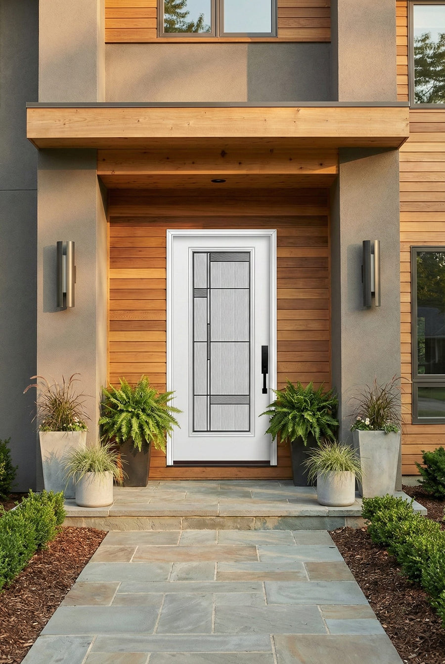 ProVia Legacy Single Entry Door 460 Style Manhattan Decorative Glass with Patina Caming and Low-E - Doors and Beyond