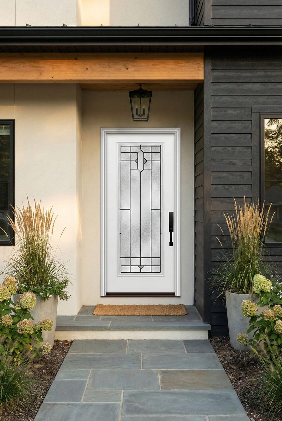 ProVia Legacy Single Entry Door 460 Style Brookhaven Decorative Glass with Patina Caming and Low-E - Doors and Beyond