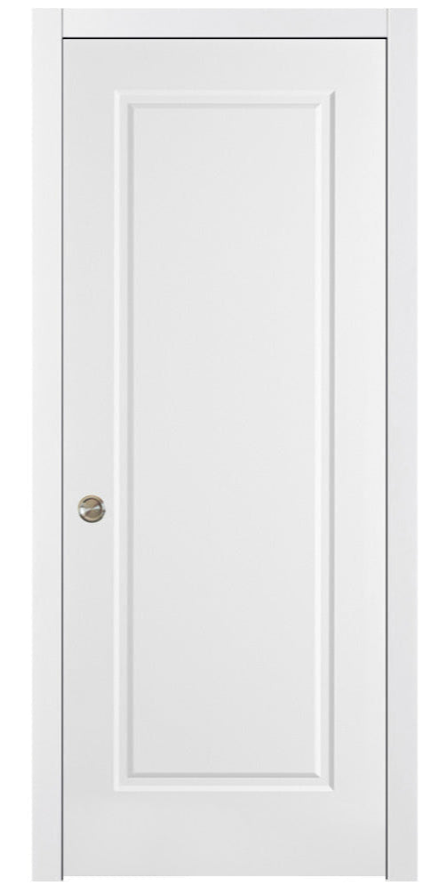 Nova 1 Panel Soft White Laminated Modern Pocket Door - Doors and Beyond