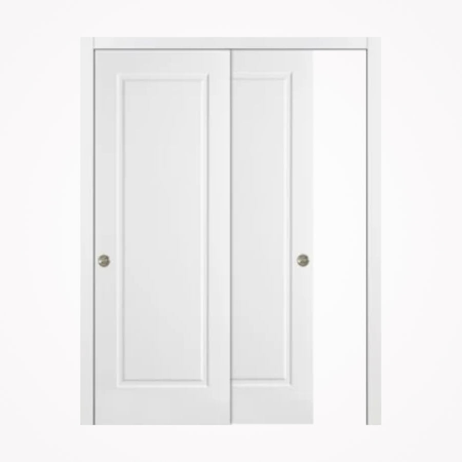 Nova 1 Panel Soft White Laminated Modern Bypass Door - Doors and Beyond
