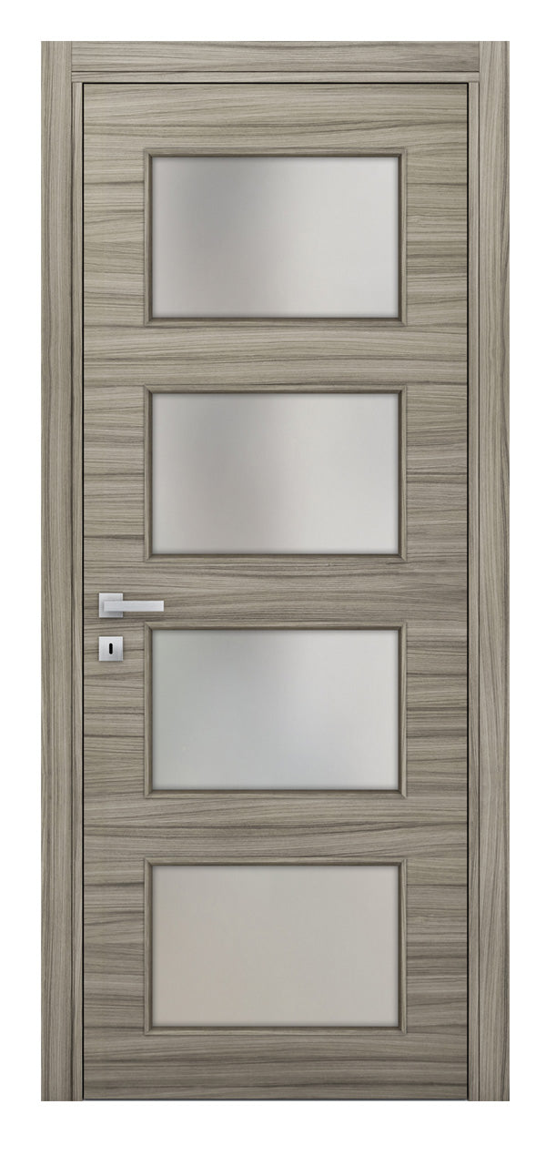 Nova 4-Lite Braga Palissandro Matrix CPL Modern Single Pre-hung Door - Doors and Beyond