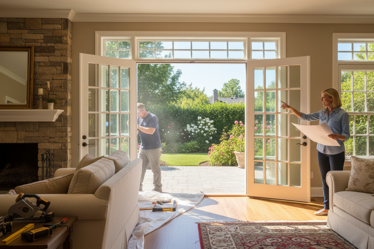 Replacing a Window with French Doors