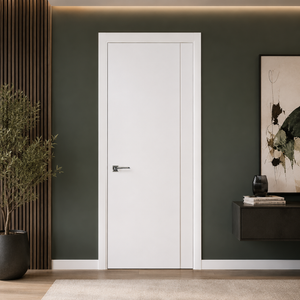 Nova Glam Pro 005 Soft White Laminated Modern Pre-Hung Door - Doors and Beyond