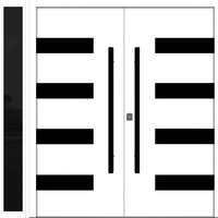 Nova Inox S4 Modern Exterior Double Door W/ (1) 12" Sidelight - Unit 86x81 3/8 - Black Stainless - White - Doors and Beyond