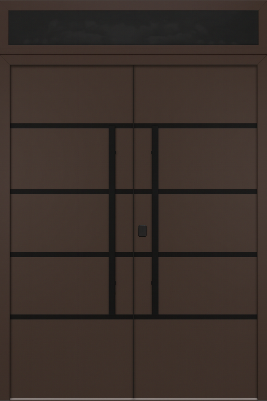 Nova Inox S3 Modern Exterior Double Door 72x80 with Transom - Unit 74x95 1/2 Black Stainless Steel - Brown - Doors and Beyond
