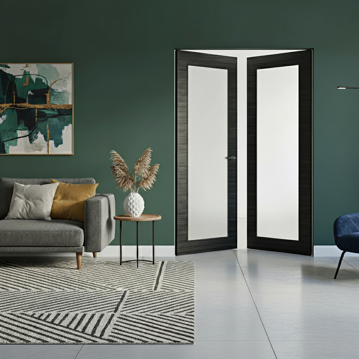 Braga 1-Lite Blu Matrix CPL Frameless Modern Double Door - Doors and Beyond