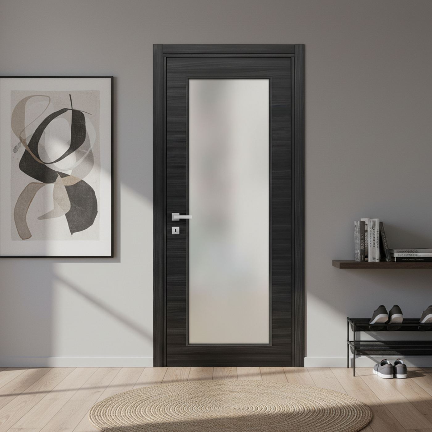 Nova 1-Lite Braga Blu Matrix CPL Modern Single Pre-hung Door - Doors and Beyond