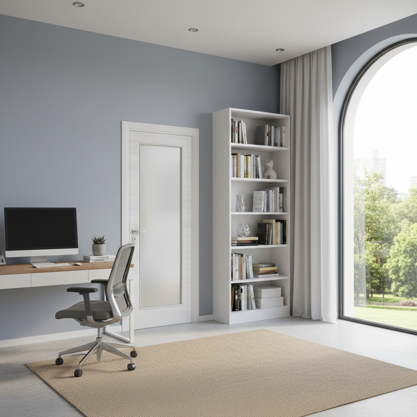 Nova 1-Lite Braga Crema Matrix CPL Modern Single Pre-hung Door - Doors and Beyond