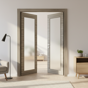 Nova 1-Lite Braga Palissandro  Matrix CPL  Modern Double Pre-Hung Door - Doors and Beyond