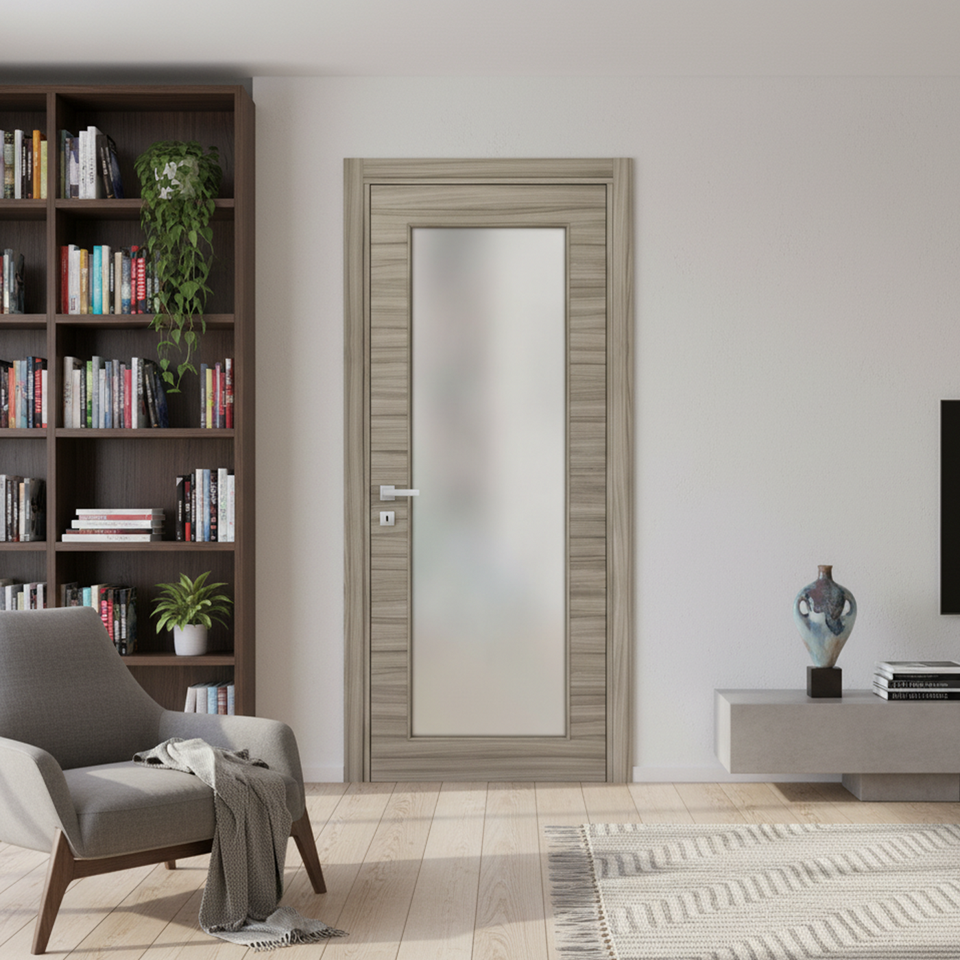 Nova 1-Lite Braga Palissandro Matrix CPL Modern Single Pre-hung Door - Doors and Beyond