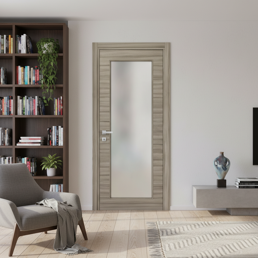 Nova 1-Lite Braga Palissandro Matrix CPL Modern Single Pre-hung Door - Doors and Beyond