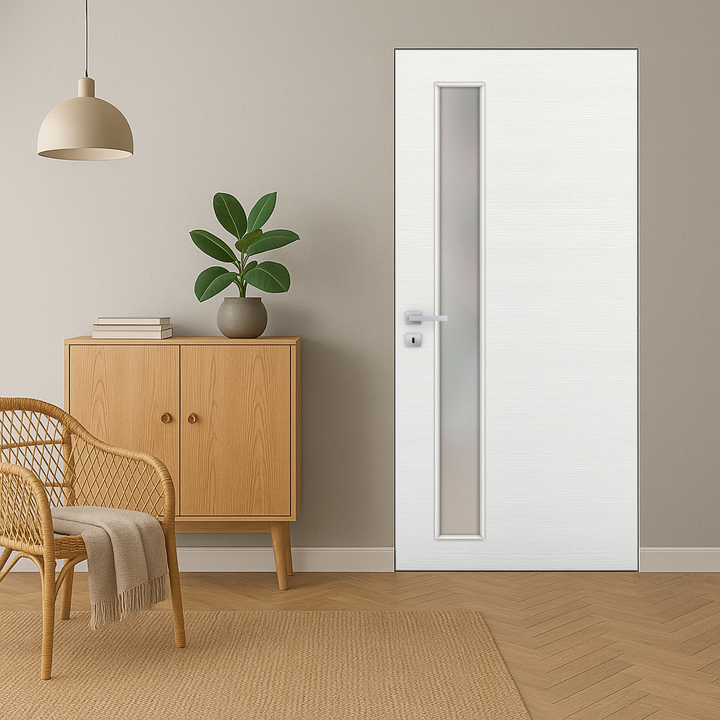 Braga 1-Lite V Bianco Matrix CPL Frameless Modern Door - Doors and Beyond