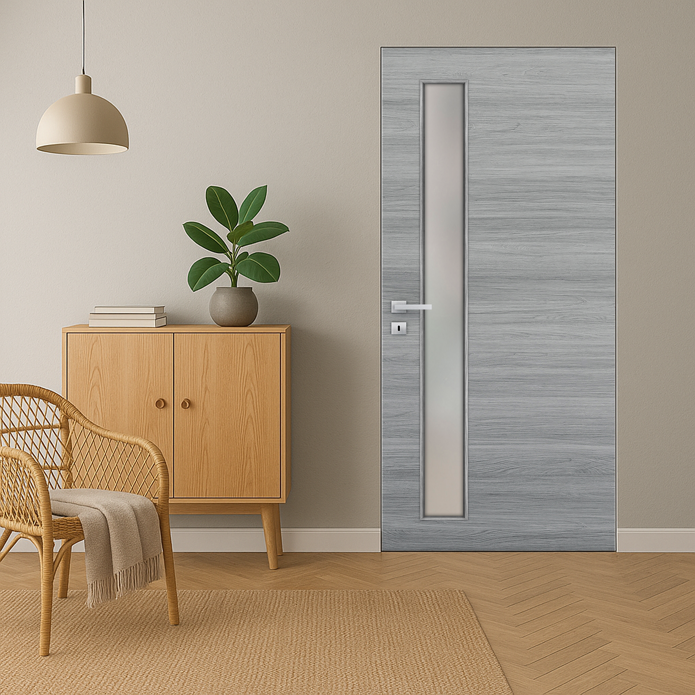 Braga 1-Lite V Olmo Matrix CPL Frameless Modern Door - Doors and Beyond