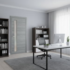 Nova 1-Lite V Braga Olmo Matrix CPL Modern Single Pre-hung Door - Doors and Beyond