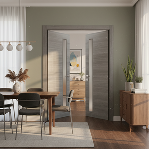 Nova 1-Lite V Braga Olmo Matrix CPL  Modern Double Pre-Hung Door - Doors and Beyond