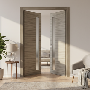 Nova 1-Lite V Braga Palissandro Matrix CPL Modern Double Pre-Hung Door - Doors and Beyond