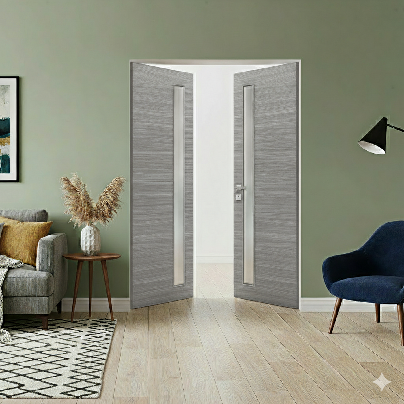 Braga 1-Lite V Olmo Matrix CPL Frameless Modern Double Door - Doors and Beyond