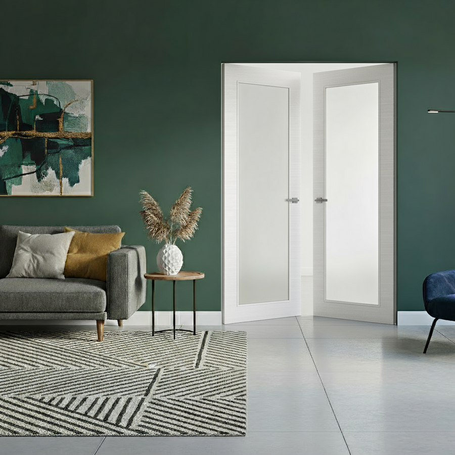 Braga 1-Lite Bianco Matrix CPL Frameless Modern Double Door - Doors and Beyond