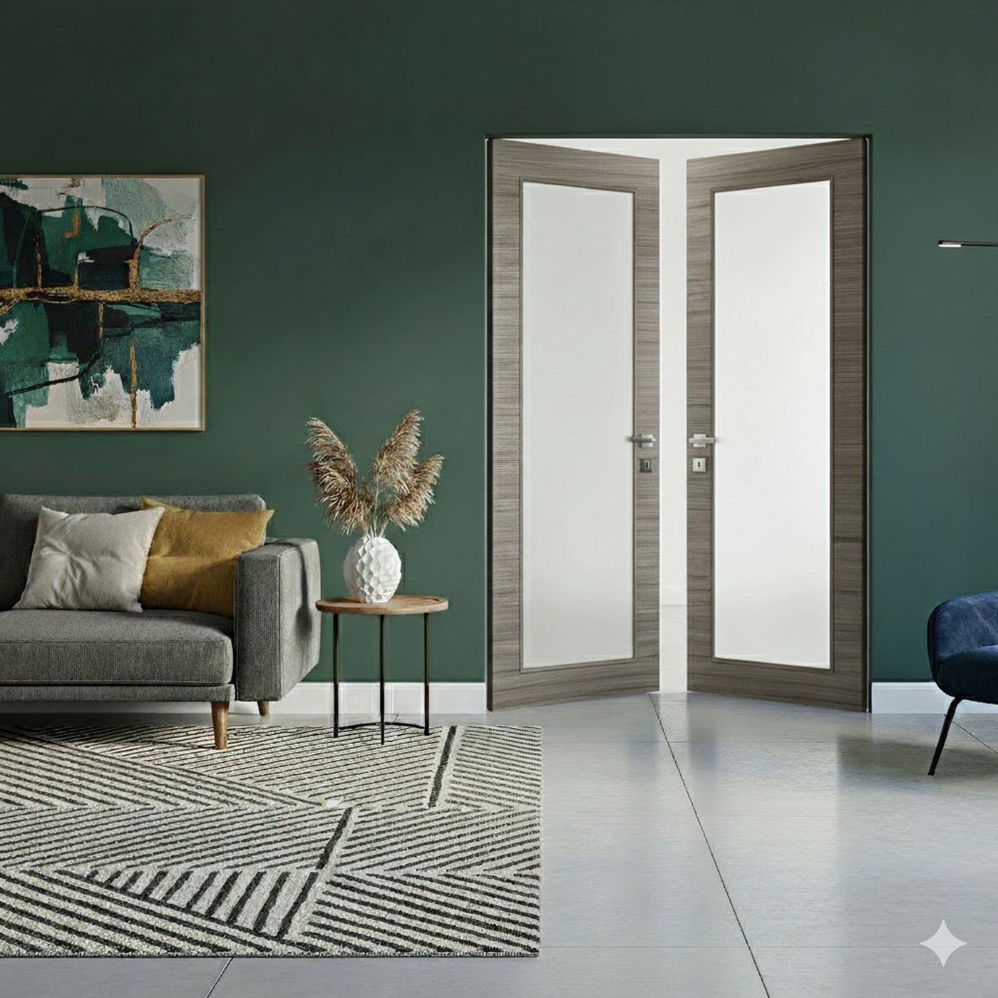 Braga 1-Lite Palissandro Matrix CPL Frameless Modern Double Door - Doors and Beyond
