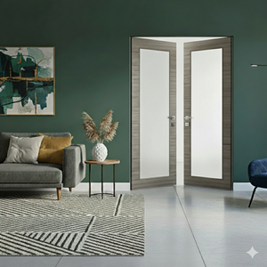 Braga 1-Lite Palissandro Matrix CPL Frameless Modern Double Door - Doors and Beyond