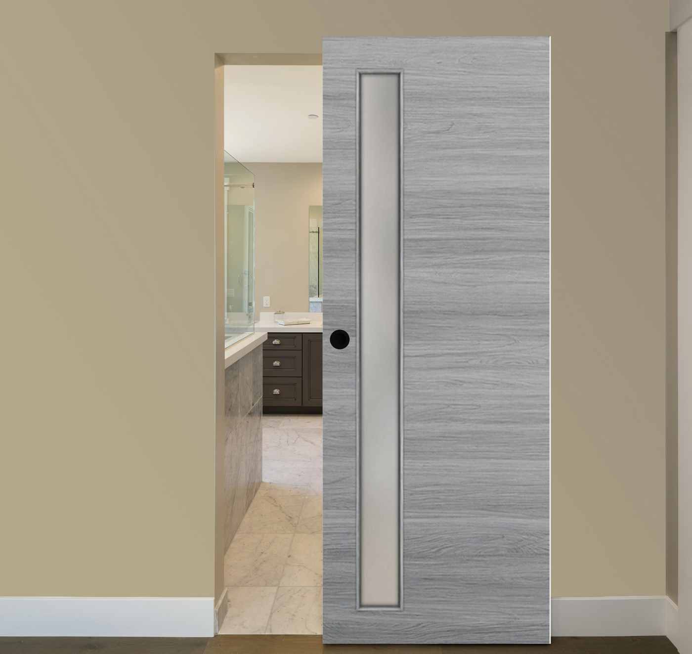Nova 1-Lite V Braga Olmo Matrix Laminated Modern Magic Door - Doors and Beyond