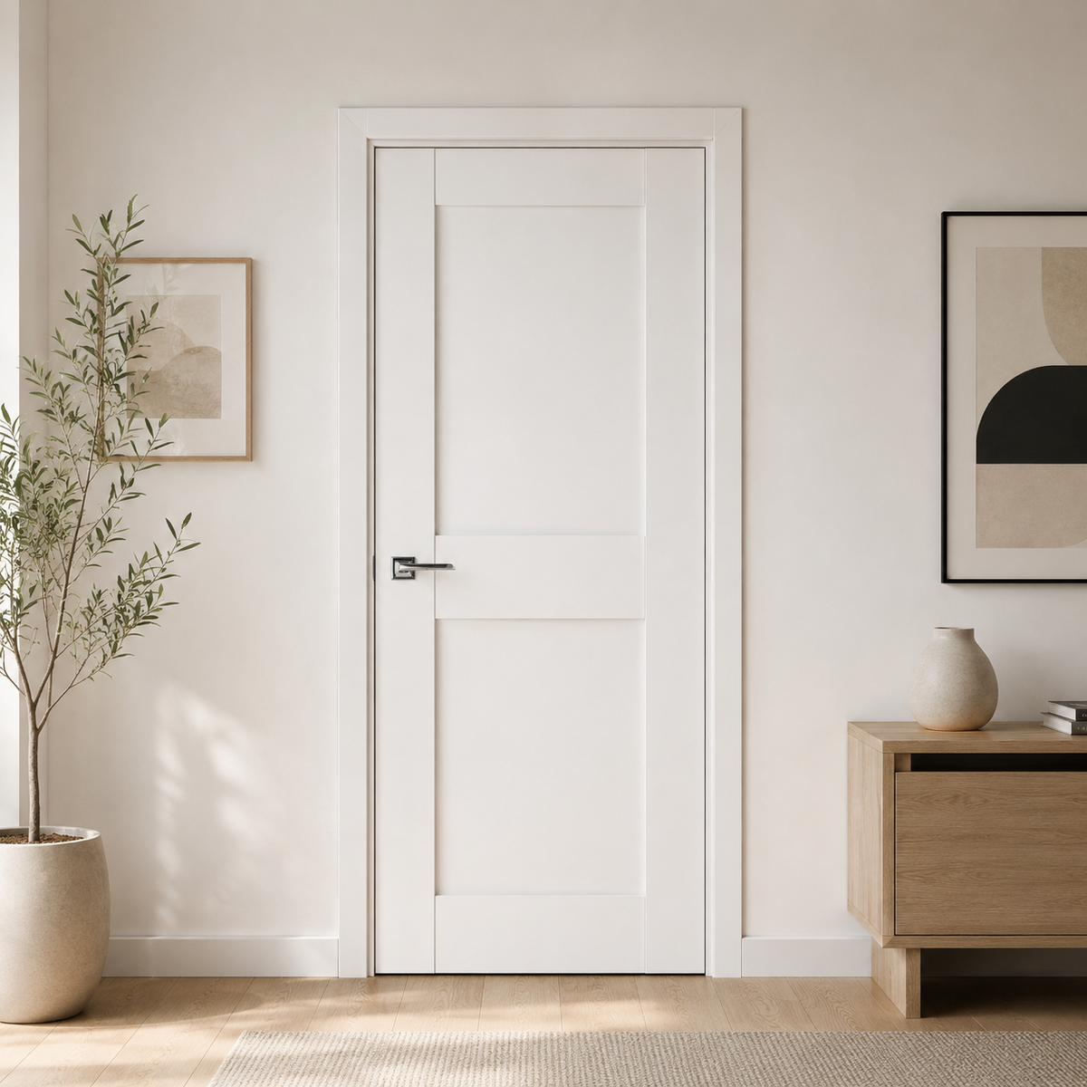 Nova Stile 043 Soft White Laminated Modern Pre-Hung Door - Doors and Beyond