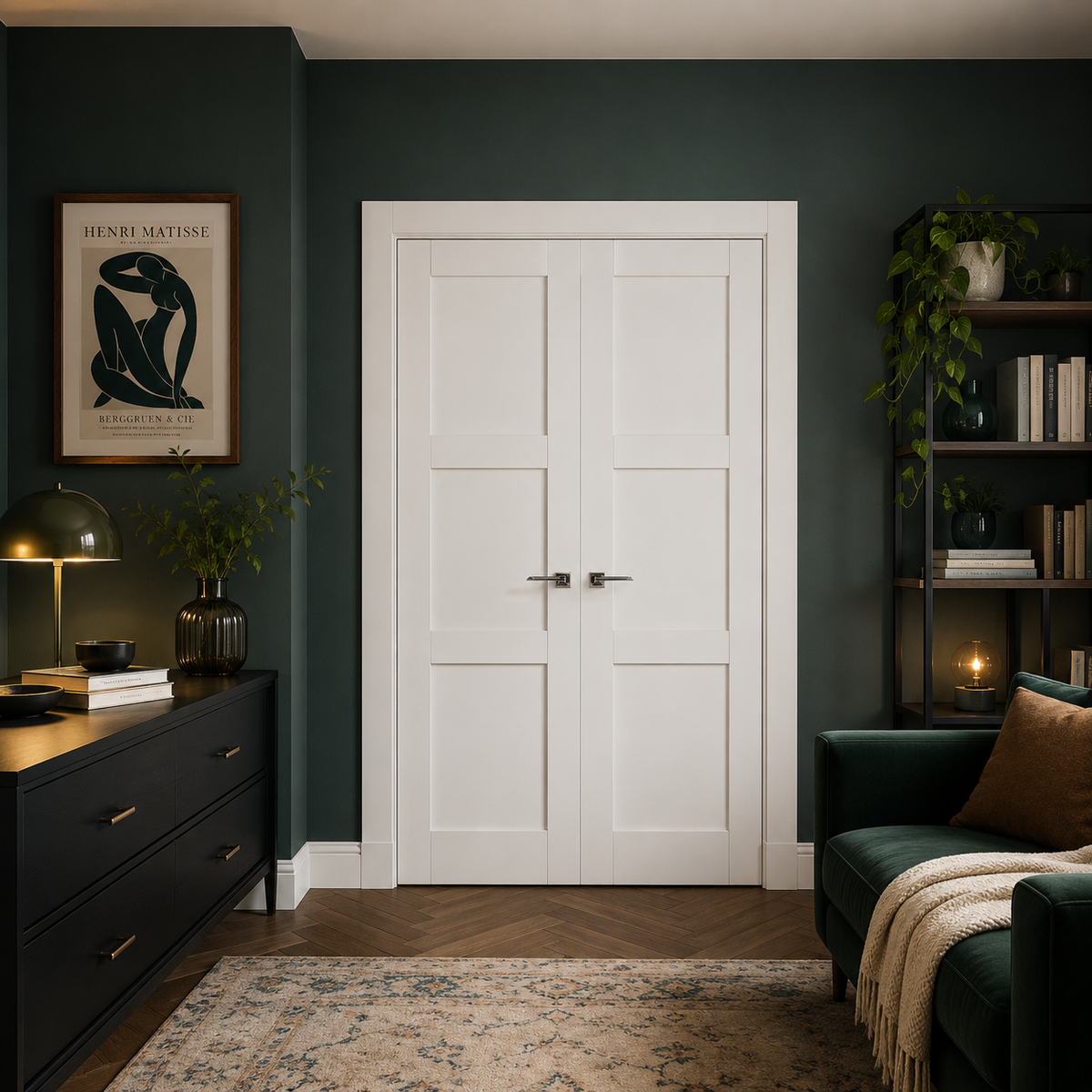 Nova Stile 025 Soft White Laminated Modern Double Pre-Hung Door - Doors and Beyond