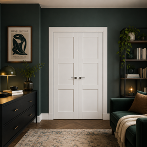 Nova Stile 025 Soft White Laminated Modern Double Pre-Hung Door - Doors and Beyond