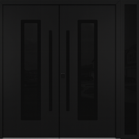 Nova Inox S1 Modern Exterior Double Door W/ (1) 12" Sidelight - Unit 86x81 3/8 - Black Stainless - Black - Doors and Beyond
