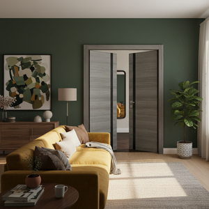 Nova 1G Braga Olmo Matrix CPL  Modern Double Pre-Hung Door - Doors and Beyond