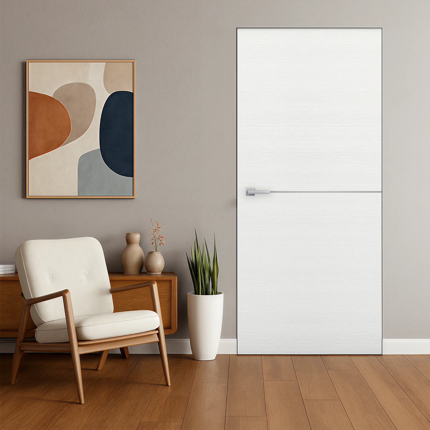 Braga 1H Bianco Matrix CPL Frameless Modern Door - Doors and Beyond