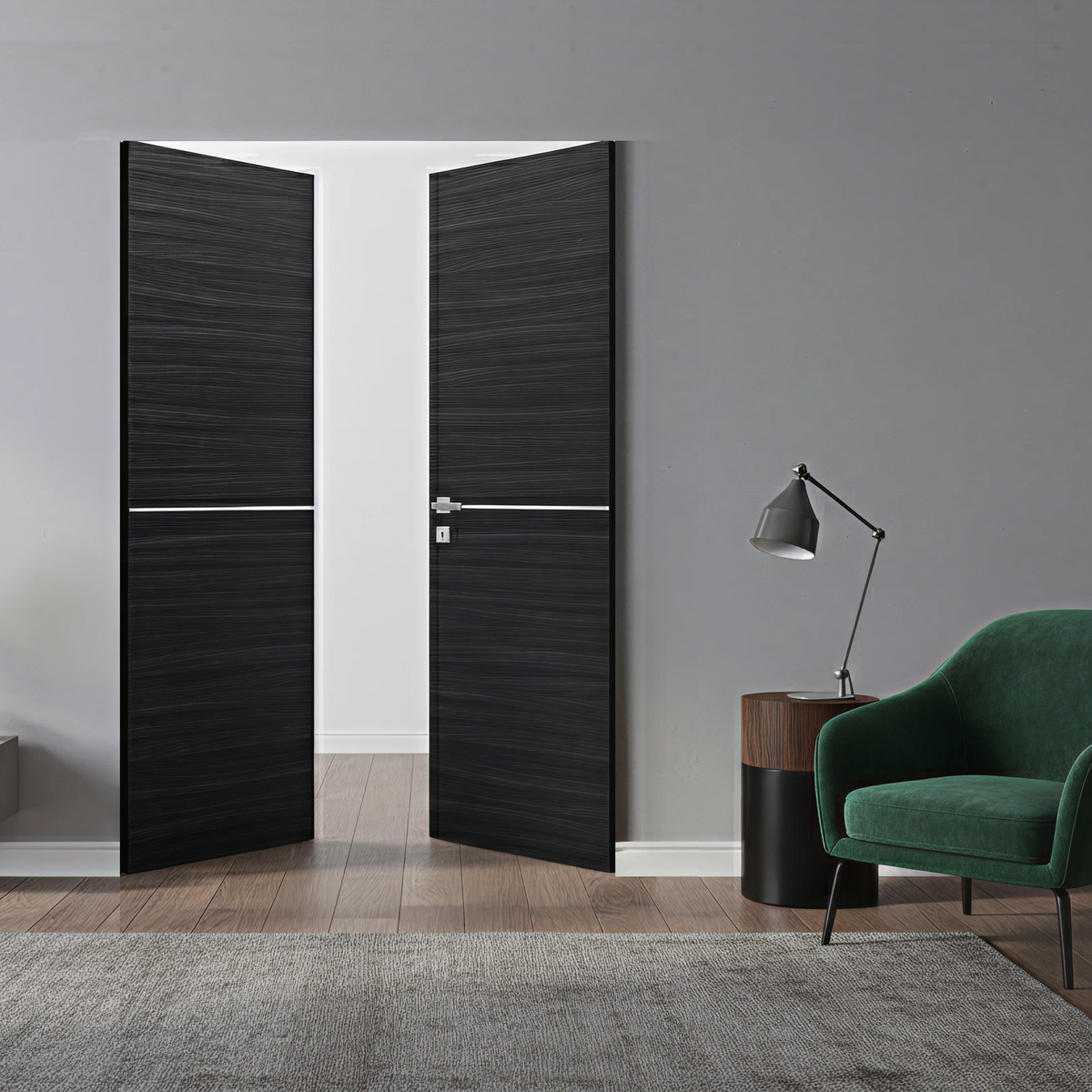 Braga 1H Blu Matrix CPL Frameless Modern Double Door - Doors and Beyond