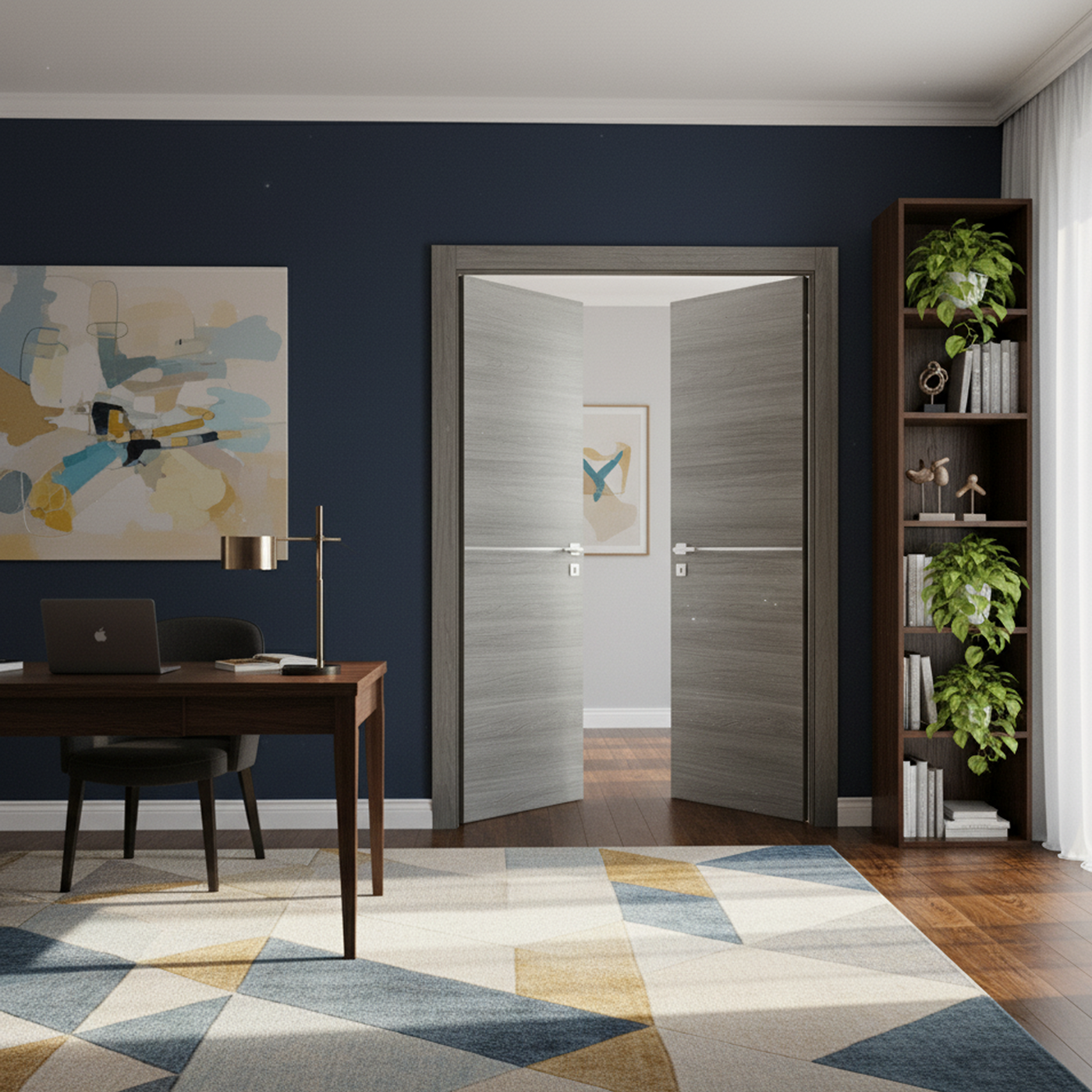 Nova 1H Braga Olmo Matrix CPL  Modern Double Pre-Hung Door - Doors and Beyond