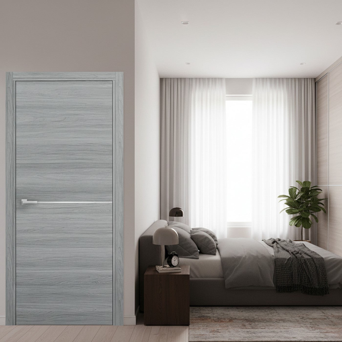 Nova 1H Braga Olmo Matrix CPL Modern Single Pre-hung Door - Doors and Beyond