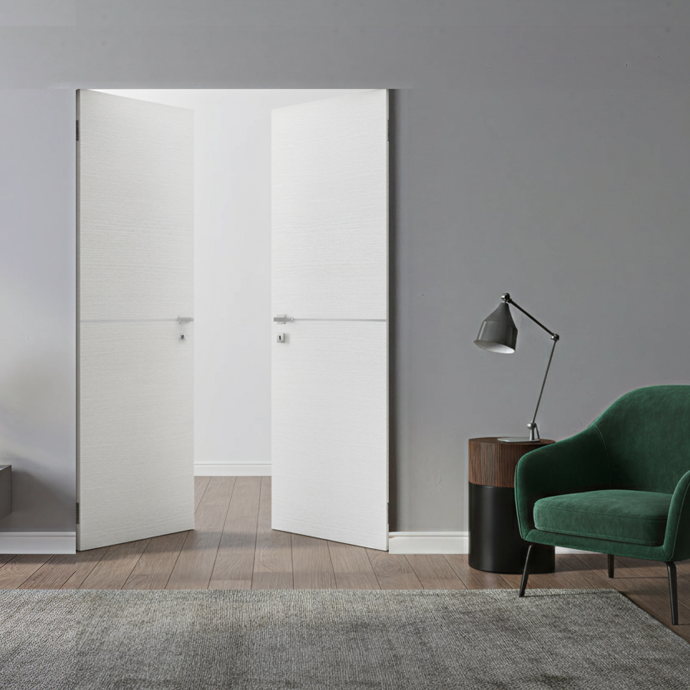Braga 1H Bianco Matrix CPL Frameless Modern Double Door - Doors and Beyond