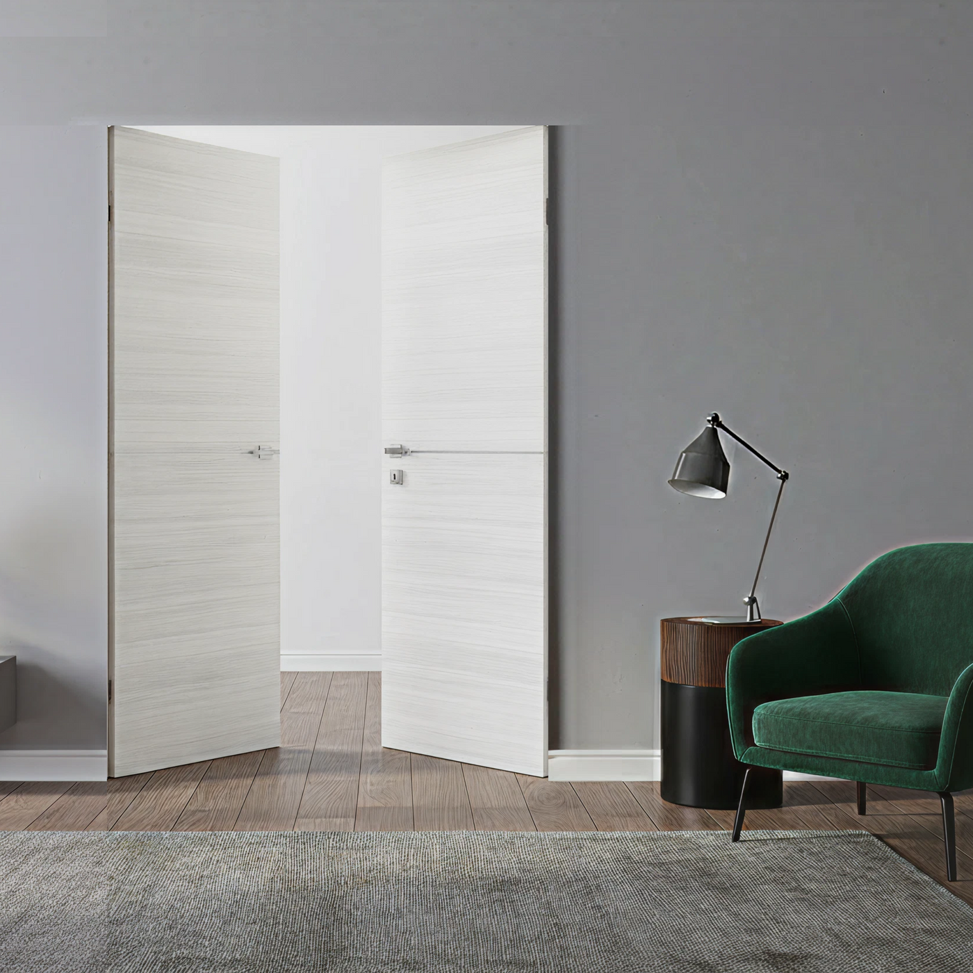 Braga 1H Crema Matrix CPL Frameless Modern Double Door - Doors and Beyond