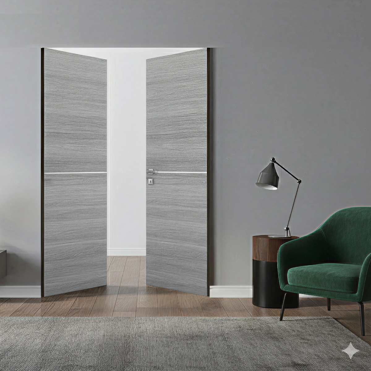 Braga 1H Olmo Matrix CPL Frameless Modern Double Door - Doors and Beyond