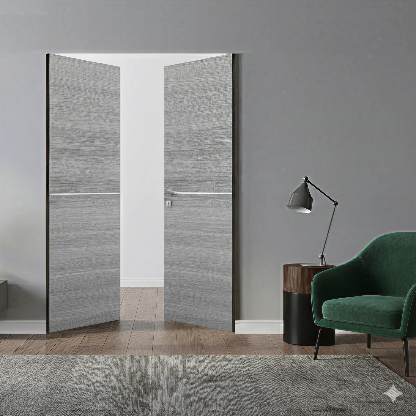 Braga 1H Olmo Matrix CPL Frameless Modern Double Door - Doors and Beyond