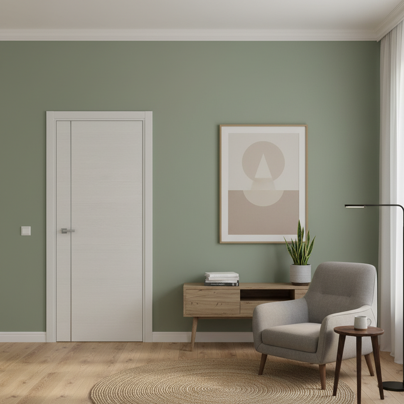 Nova 1V Braga Bianco Matrix CPL Modern Single Pre-hung Door - Doors and Beyond