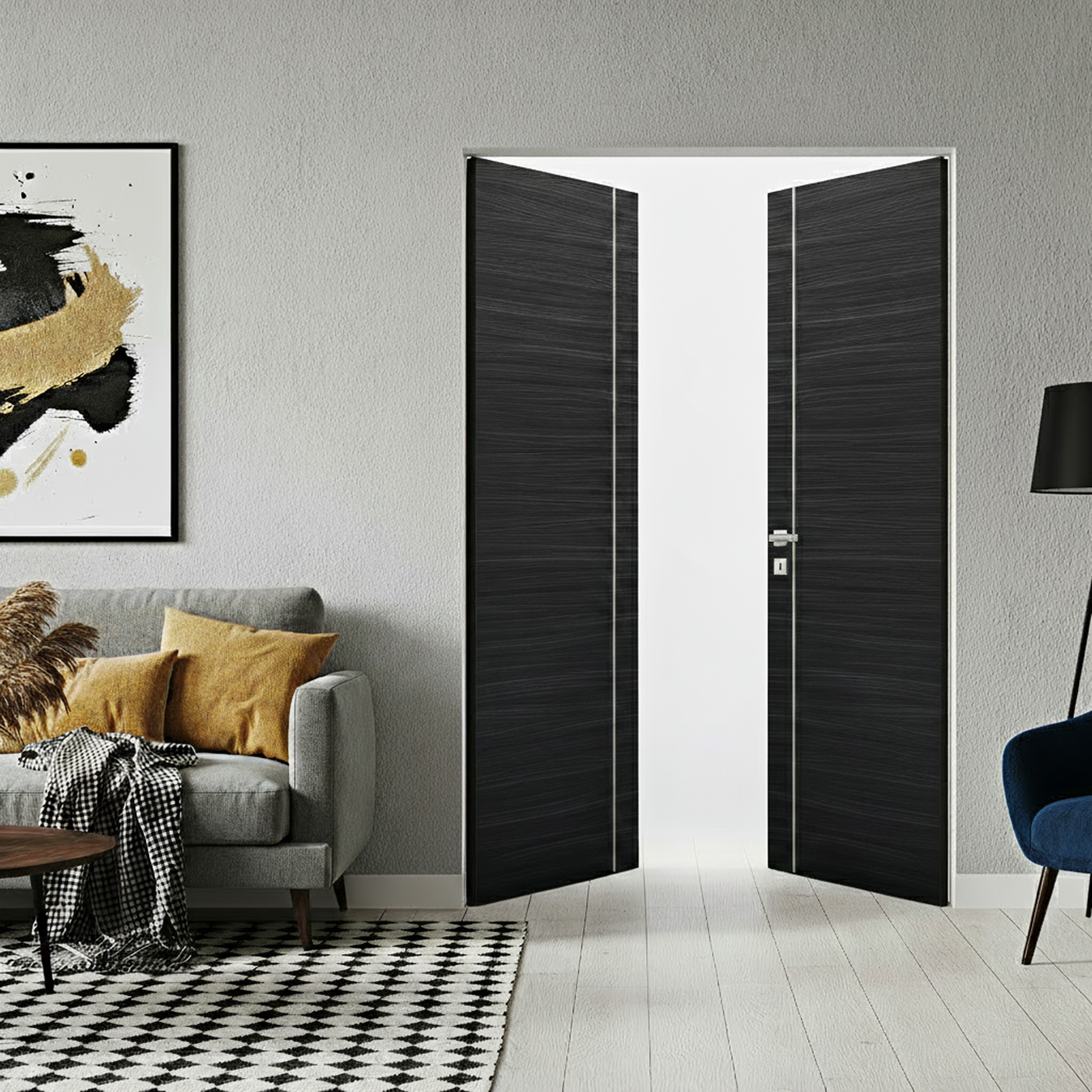 Braga 1V Blu Matrix CPL Frameless Modern Double Door - Doors and Beyond