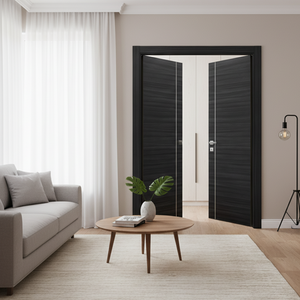 Nova 1V Braga Blu  Matrix CPL  Modern Double Pre-Hung Door - Doors and Beyond