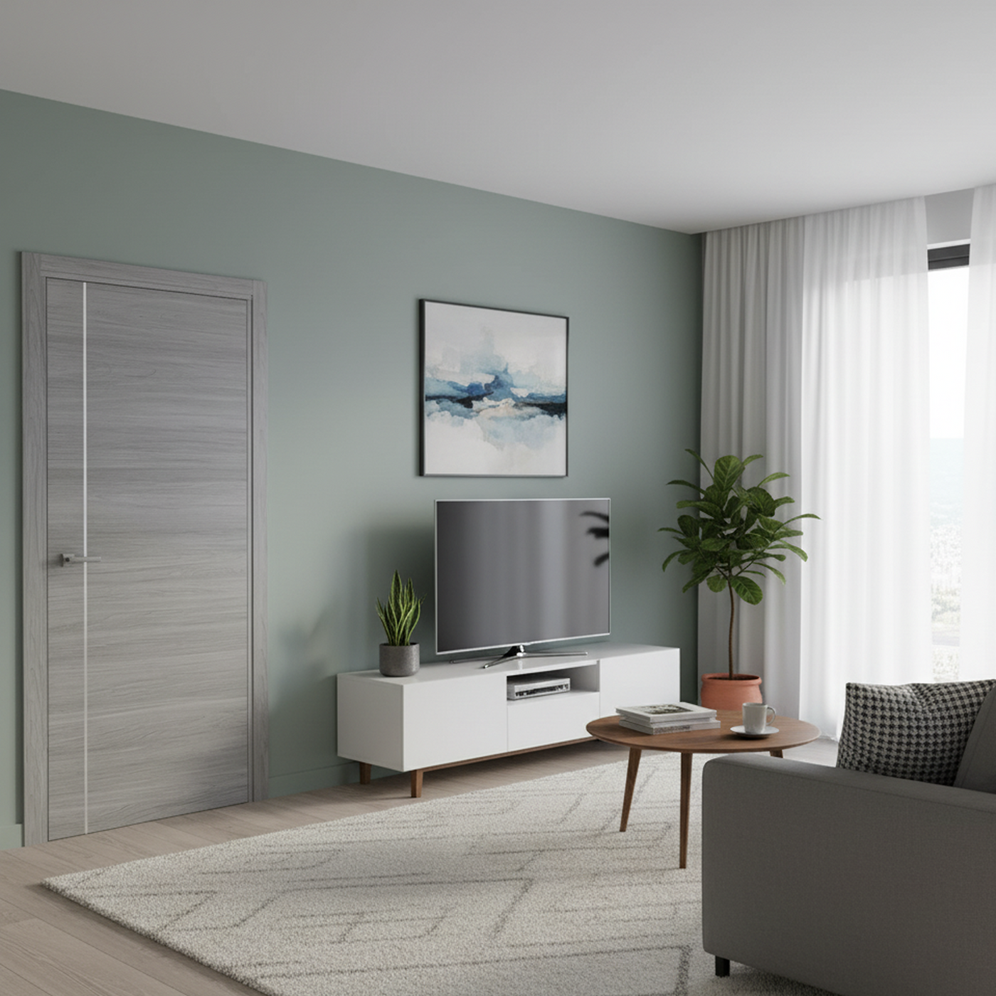 Nova 1V Braga Olmo Matrix CPL Modern Single Pre-hung Door - Doors and Beyond