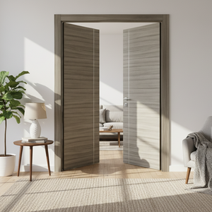 Nova 1V Braga Palissandro  Matrix CPL  Modern Double Pre-Hung Door - Doors and Beyond