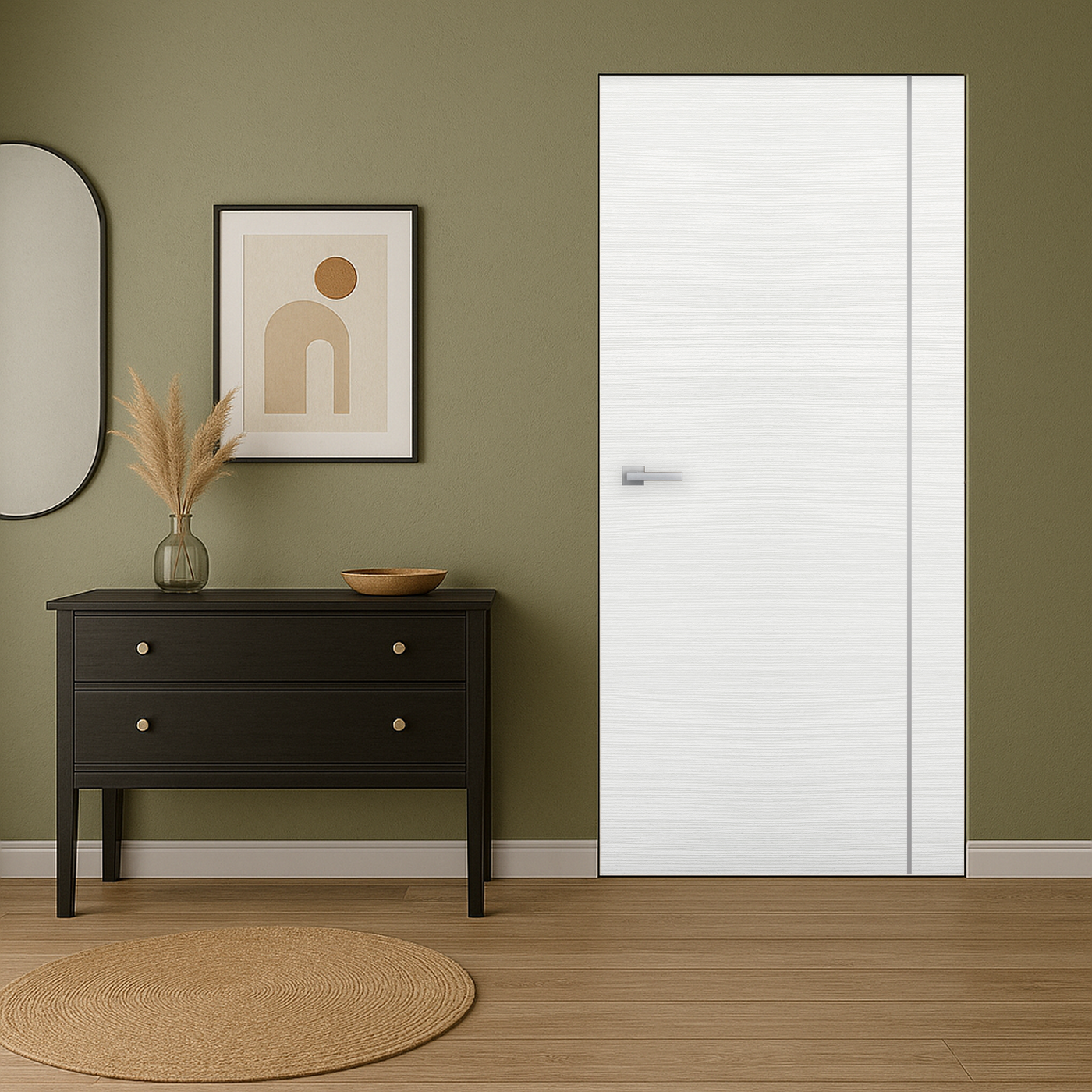 Braga 1VR Bianco Matrix CPL Frameless Modern Door - Doors and Beyond